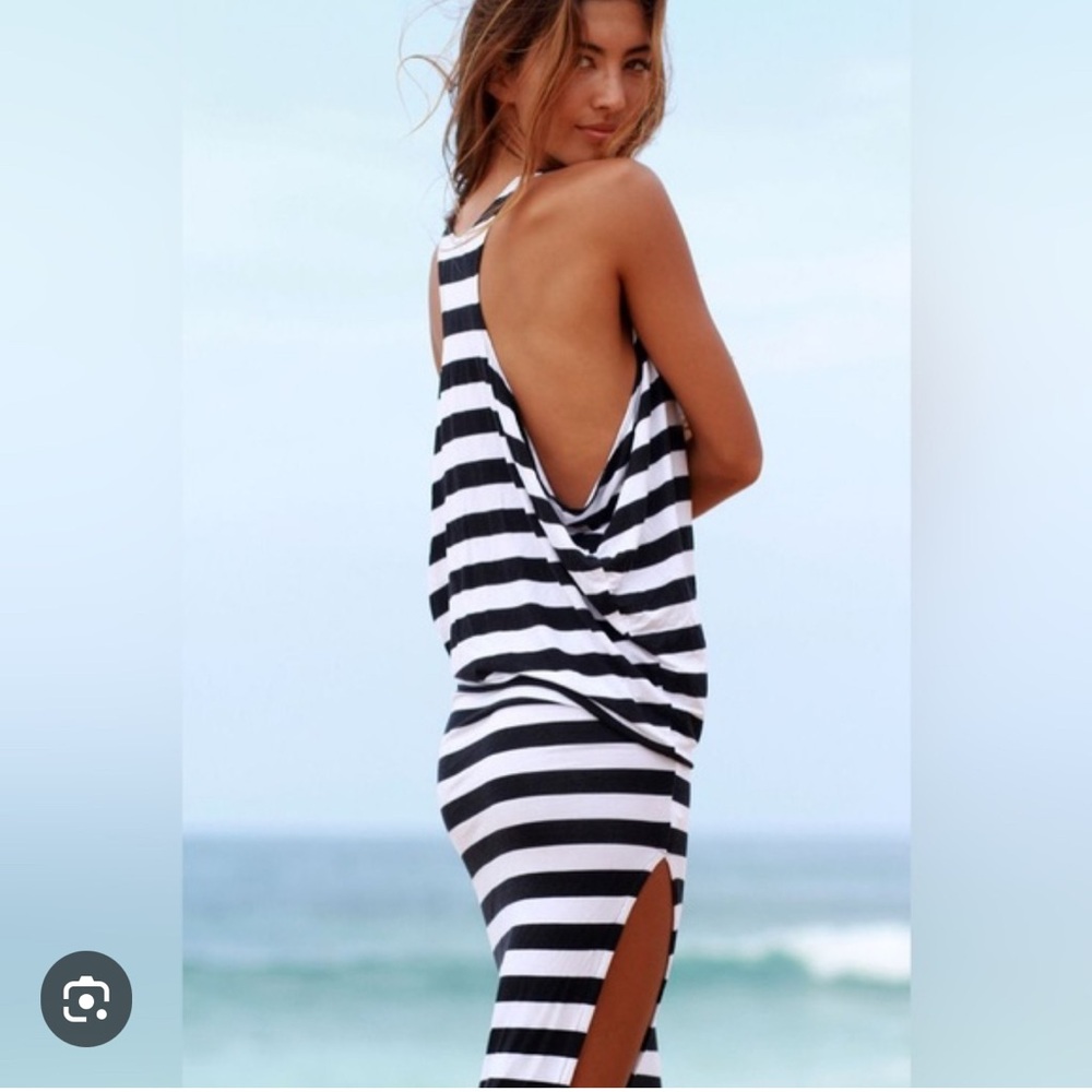 Mikoh Black and White Striped Mavericks Dress